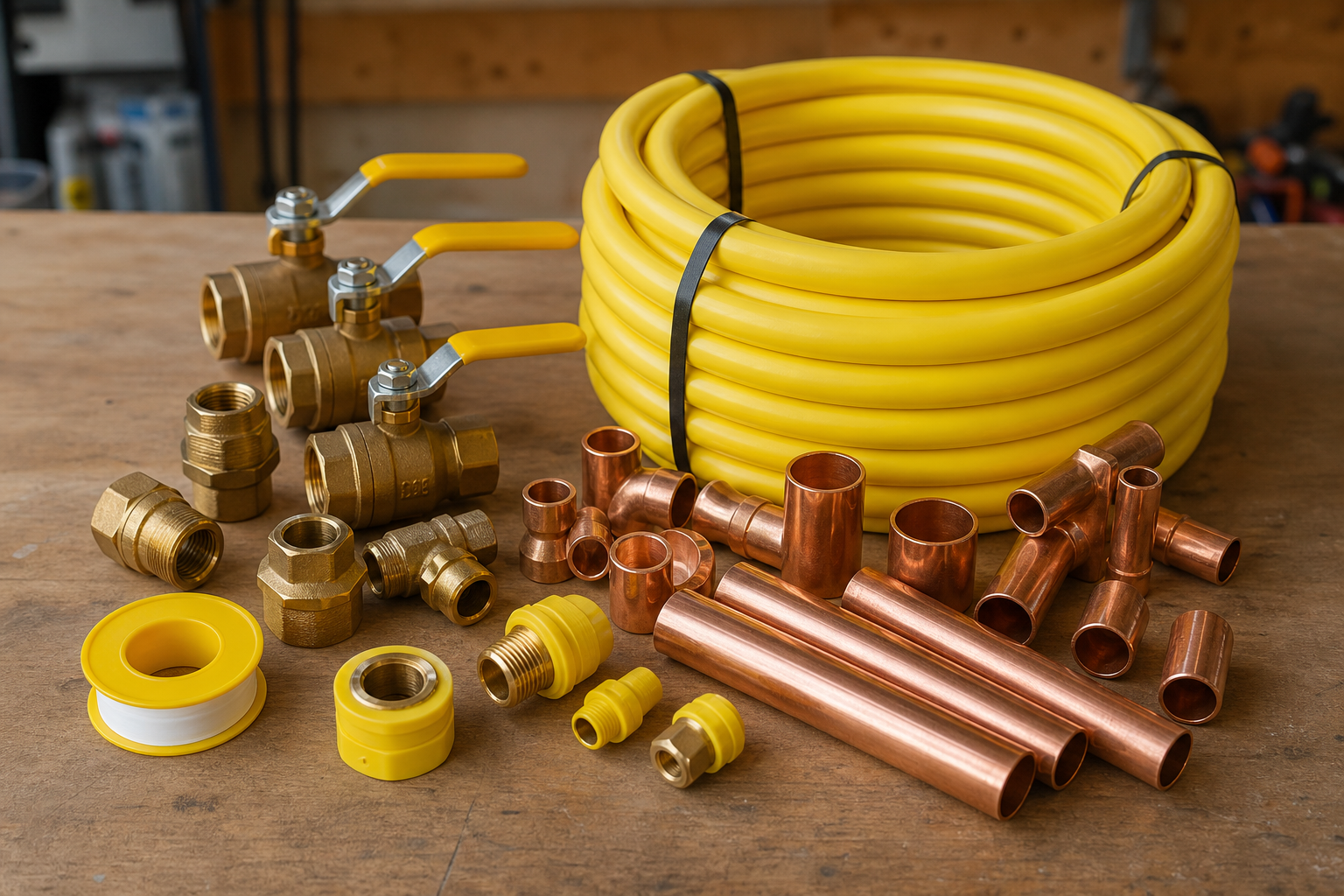 Which materials should be used in gas installations?
