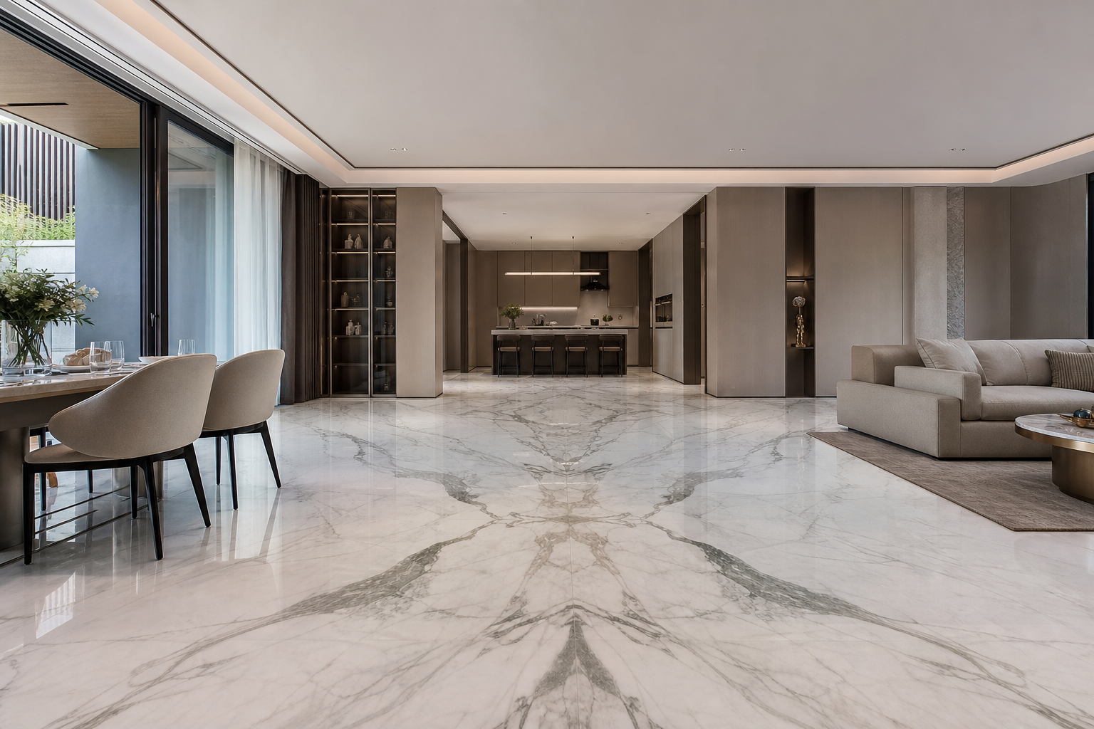 Book-matching marble floors